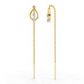 0.07 Carat | 925 Sterling Silver Yellow Gold Plated Teardrop Threader Earrings