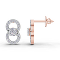 0.81 Carat Infinity Halo Solitaire Lab Diamond Studs Earrings | 14K Rose Gold