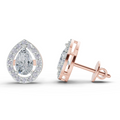 1.32 Carat Aurora Pear Halo Earrings | 14K Rose Gold