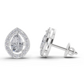 1.32 Carat Aurora Pear Halo Earrings | 14K White Gold