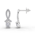 1.11 Carat Sparkleaf Oval Lab Diamond Studs Earrings | 14K White Gold