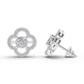 1.28 Carat Celestia Quatrefoil Studs Earrings | 14K White Gold