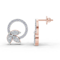 1.74 Carat Marquise Leaf Circle Studs Earrings | 14K Rose Gold