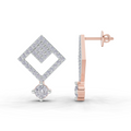 1.58 Carat Classic Square Drop Studs Earrings| 14K Rose Gold