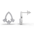 1.04 Carat Triple Pear Halo Studs Earrings| 14K White Gold