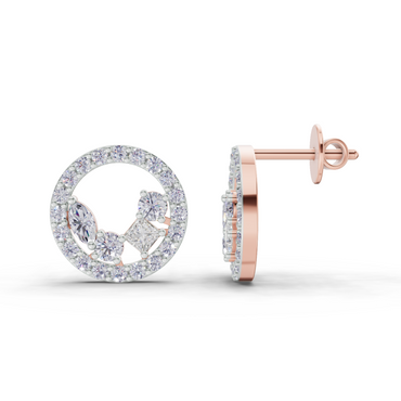 1.16 Carat Celeste Halo Studs Earrings | 14K Rose Gold