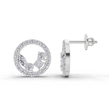 1.16 Carat Celeste Halo Studs Earrings | 14K White Gold