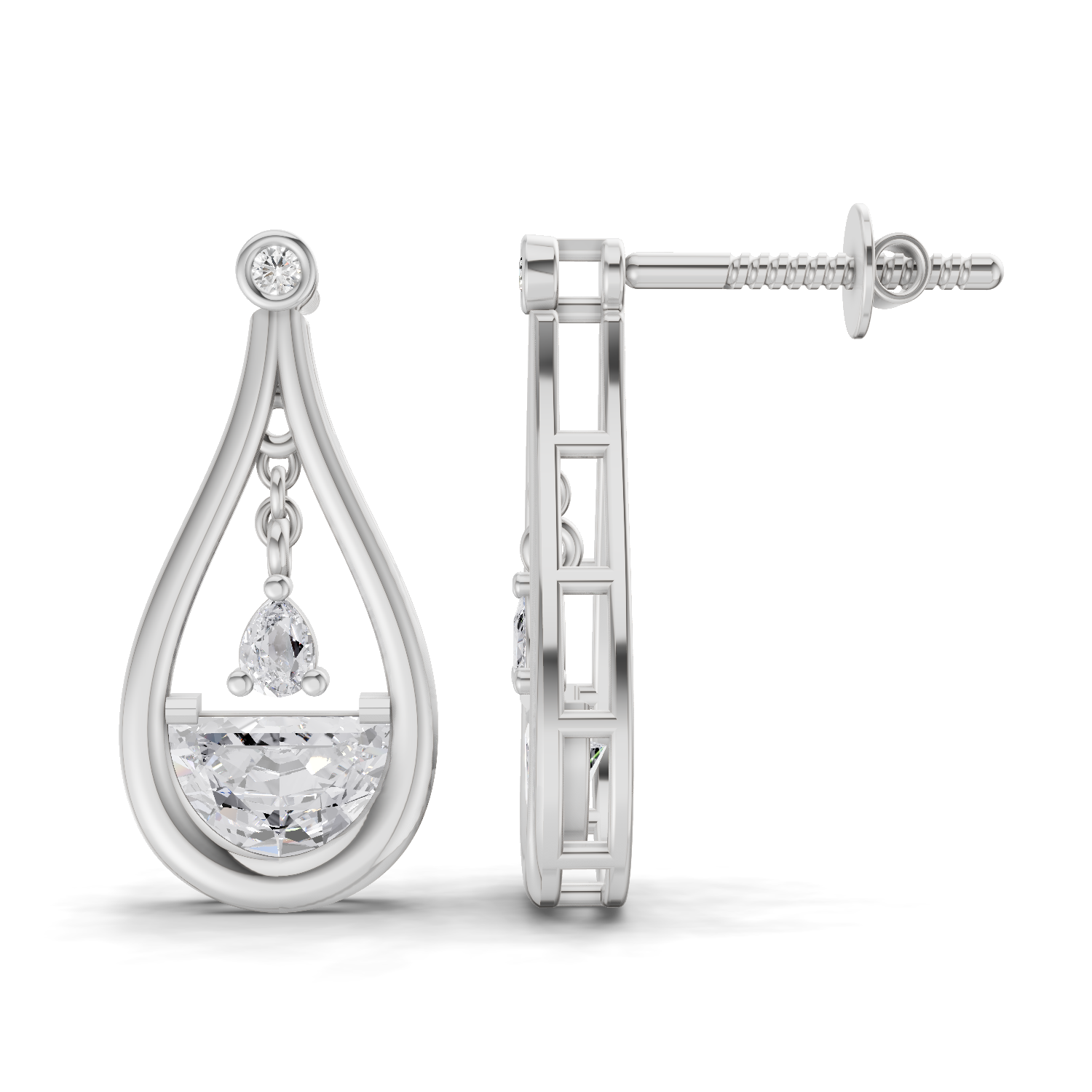 1.28 Carat Vesta Teardrops Earrings | 14K White Gold