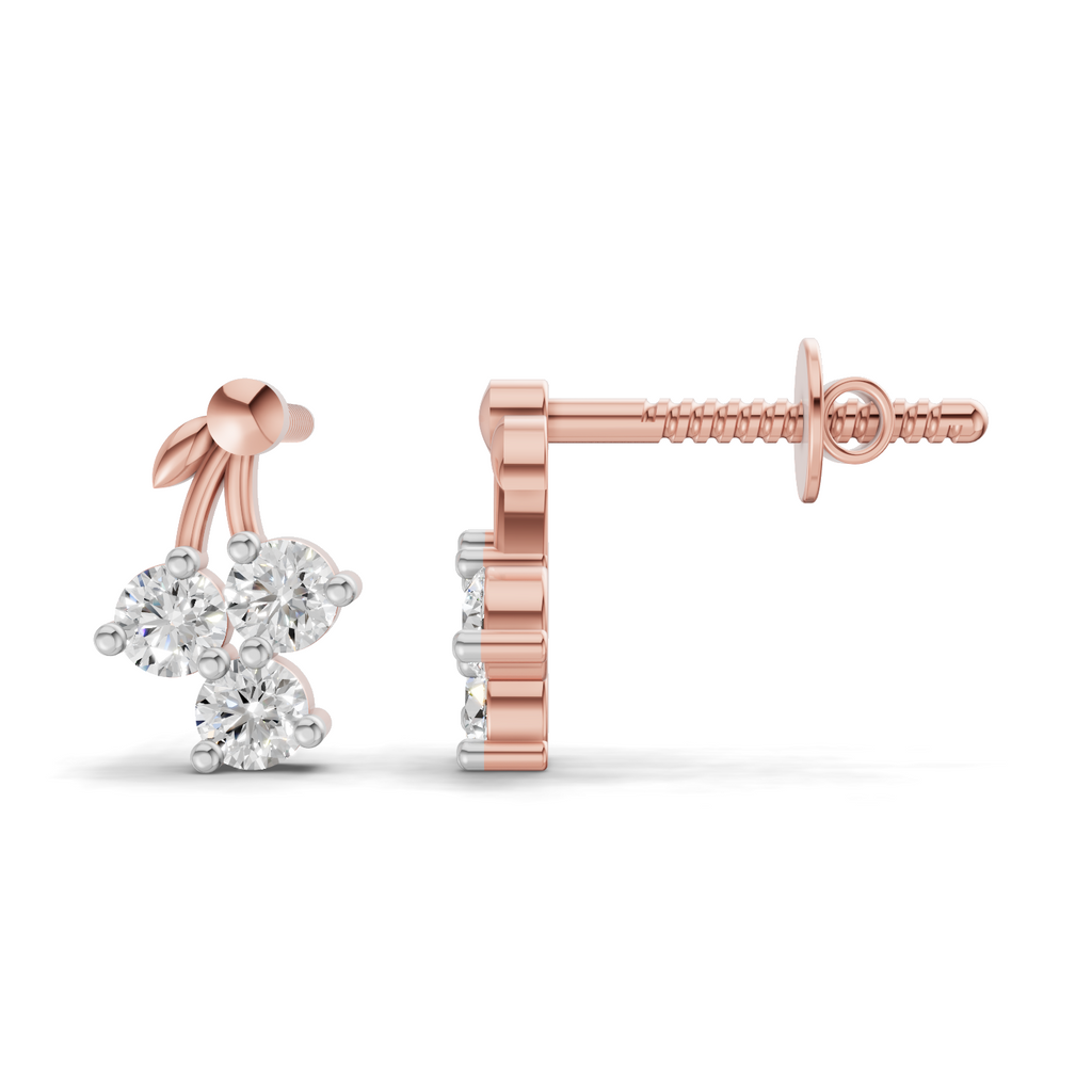 0.3 Carat Tiny Petal Trio Earrings | 14K Rose Gold
