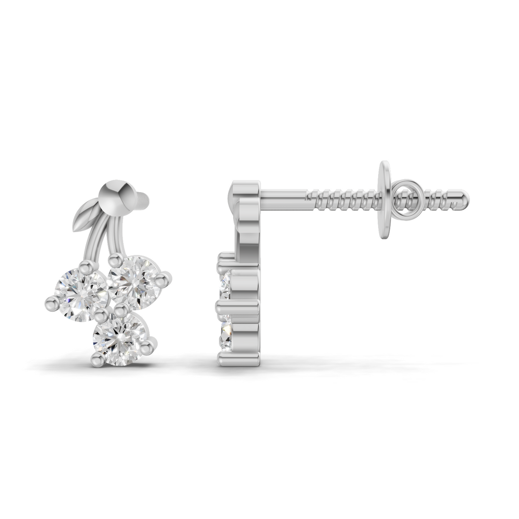 0.3 Carat Tiny Petal Trio Earrings | 14K White Gold