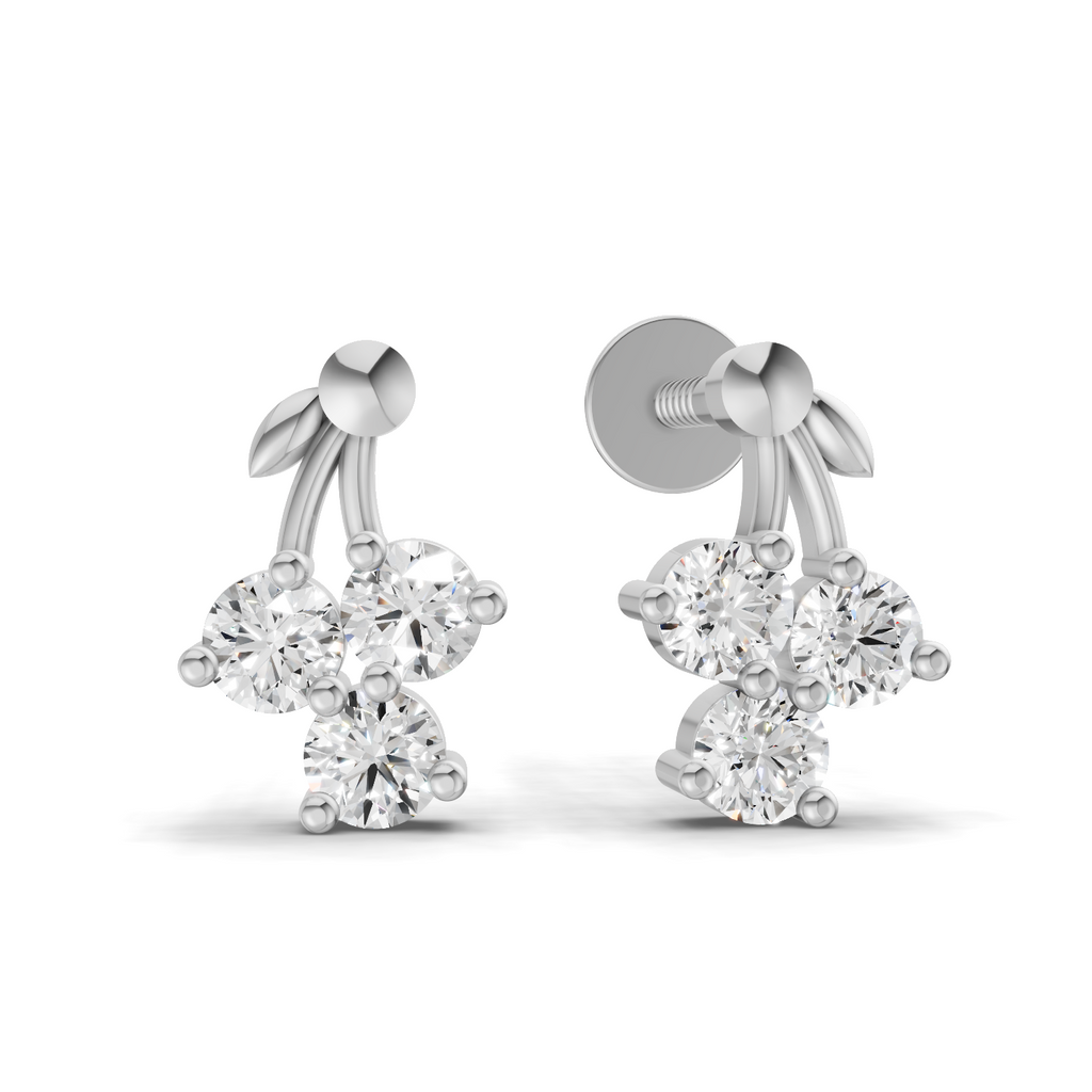 0.3 Carat Tiny Petal Trio Earrings | 14K White Gold