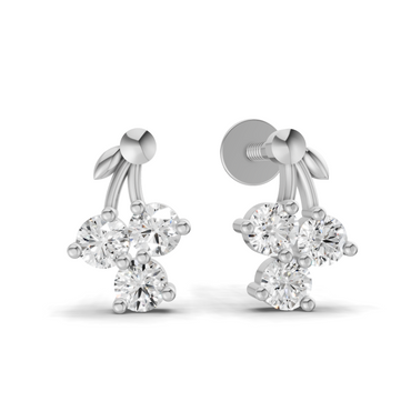 0.3 Carat Tiny Petal Trio Earrings | 14K White Gold