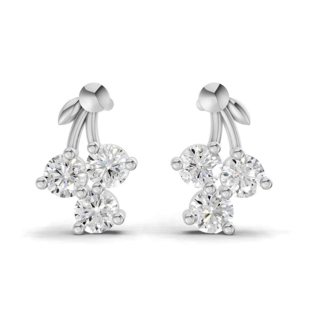 0.3 Carat Tiny Petal Trio Earrings | 14K White Gold