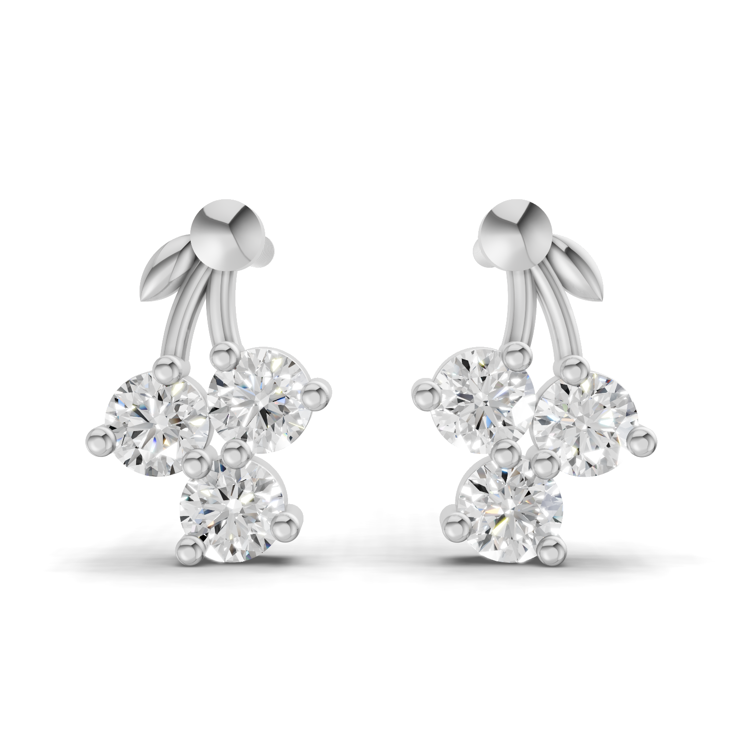 0.3 Carat Tiny Petal Trio Earrings | 14K White Gold