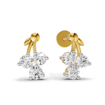 0.3 Carat Tiny Petal Trio Earrings | 14K Yellow Gold