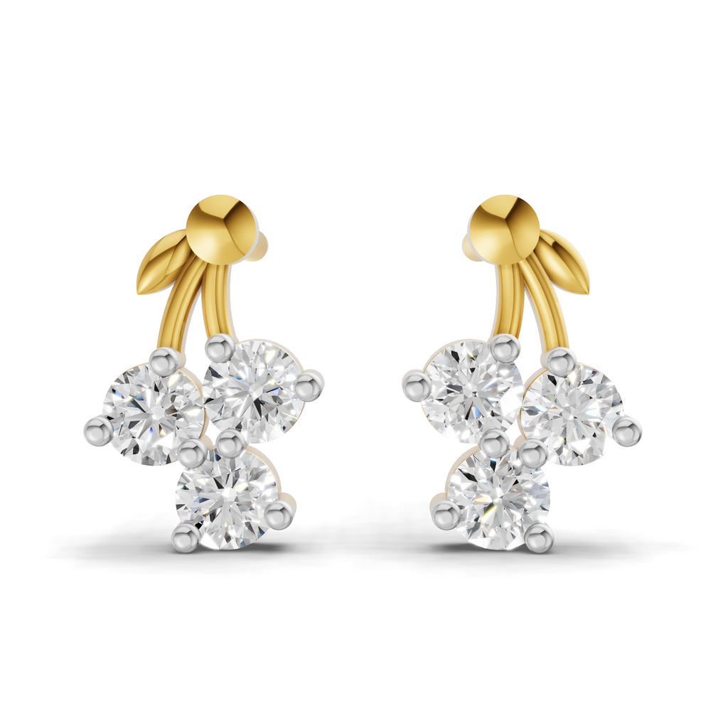 0.3 Carat Tiny Petal Trio Earrings | 14K Yellow Gold