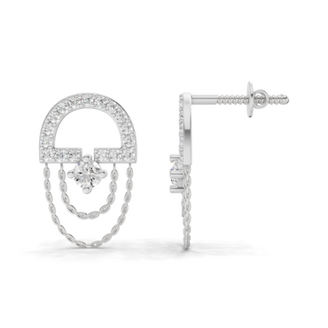 0.46 Carat Chain Drop Stud Earrings for Women | 14K White Gold