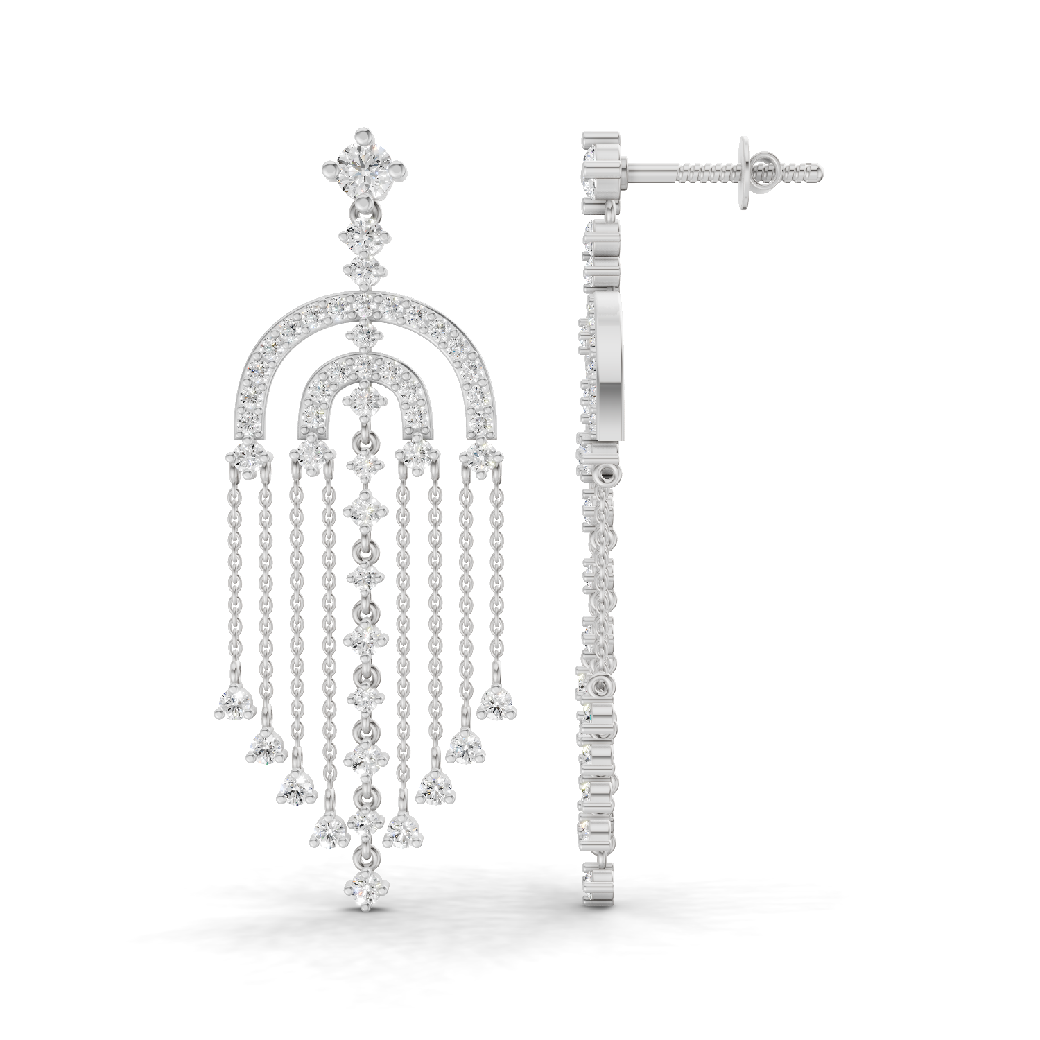 1.45 Carat Chandelier Earrings for Women | 14K White Gold