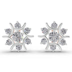1.73 Ct  Round Cluster Diamond Stud Earrings | 14K Rose Gold