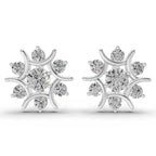 1.73 Ct  Round Cluster Diamond Stud Earrings | 14K Rose Gold