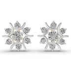 1.73 Ct  Round Cluster Diamond Stud Earrings | 14K Rose Gold