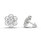 1.20 Ct Round Shape Floral Cluster Diamond Stud Earrings | 14K Rose Gold