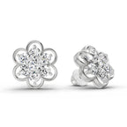 1.20 Ct Round Shape Floral Cluster Diamond Stud Earrings | 14K Rose Gold