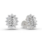 0.95 Ct  Oval Cluster Diamond Stud Earrings | 14K Rose Gold