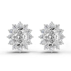 0.95 Ct  Oval Cluster Diamond Stud Earrings | 14K Rose Gold