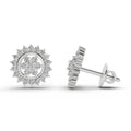 0.83 Ct  Round Shape Floral Cluster Diamond Stud Earrings | 14K White Gold
