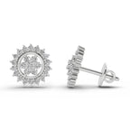 0.83 Ct  Round Shape Floral Cluster Diamond Stud Earrings | 14K Yellow Gold