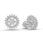 0.83 Ct  Round Shape Floral Cluster Diamond Stud Earrings | 14K Rose Gold