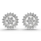 0.83 Ct  Round Shape Floral Cluster Diamond Stud Earrings | 14K Yellow Gold