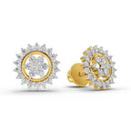 0.83 Ct  Round Shape Floral Cluster Diamond Stud Earrings | 14K Rose Gold