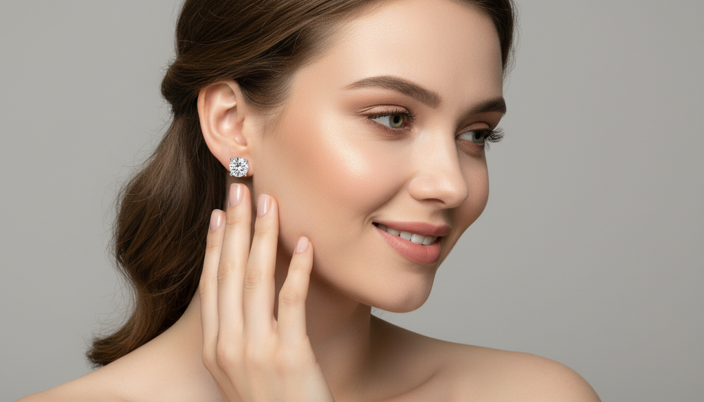 0.5 Ct Round Shape 4 Prong Solitaire Diamond Stud Earrings | 14K Rose Gold