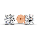 0.5 Ct Round Shape 4 Prong Solitaire Diamond Stud Earrings | 14K Rose Gold