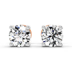 0.5 Ct Round Shape 4 Prong Solitaire Diamond Stud Earrings | 14K Rose Gold