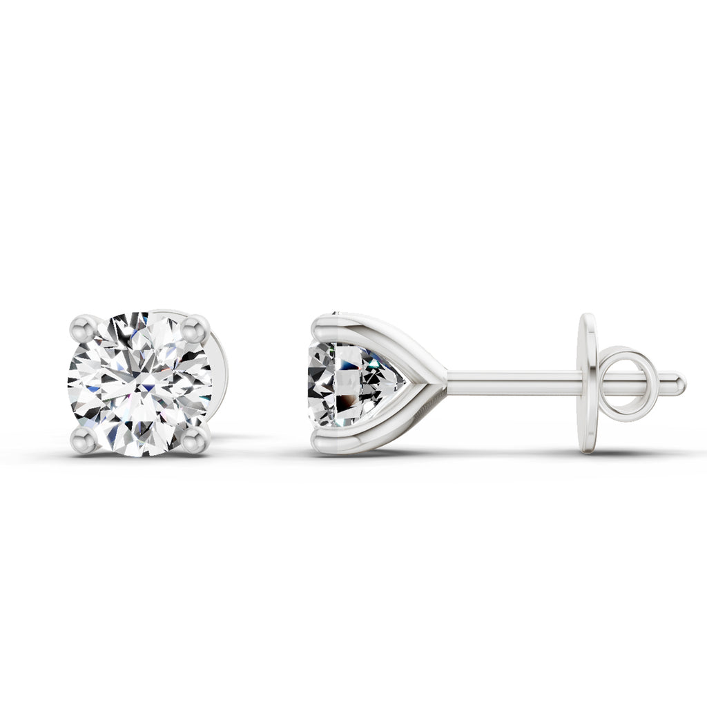 0.5 Ct Round Shape 4 Prong Solitaire Diamond Stud Earrings | 14K Rose Gold
