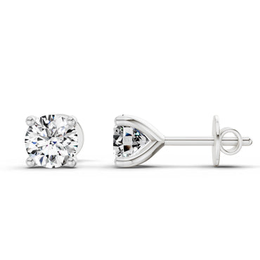 0.5 Ct Round Shape 4 Prong Solitaire Diamond Stud Earrings | 14K White Gold