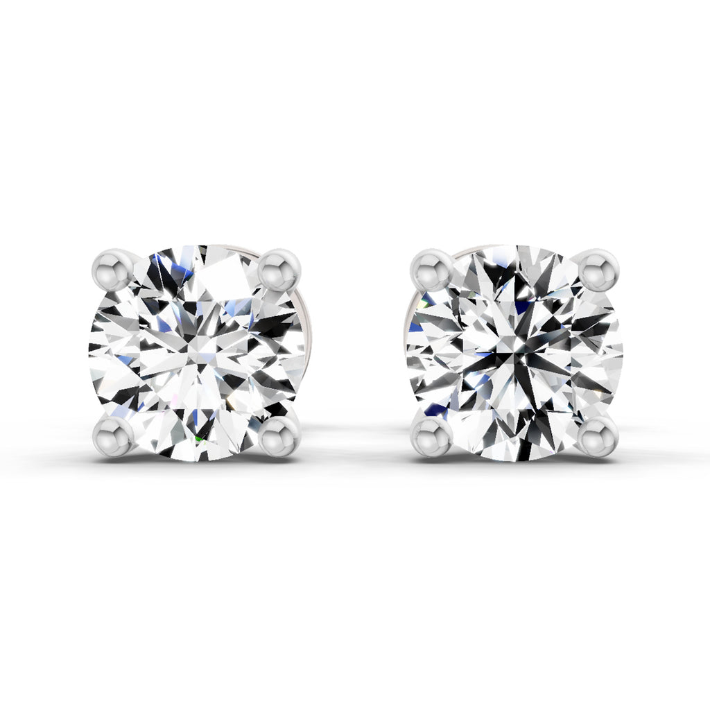 0.5 Ct Round Shape 4 Prong Solitaire Diamond Stud Earrings | 14K Rose Gold