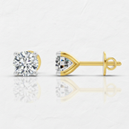 0.5 Ct Round Shape 4 Prong Solitaire Diamond Stud Earrings | 14K Rose Gold