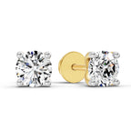0.5 Ct Round Shape 4 Prong Solitaire Diamond Stud Earrings | 14K Rose Gold