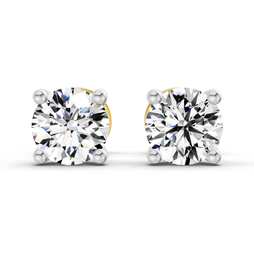 0.5 Ct Round Shape 4 Prong Solitaire Diamond Stud Earrings | 14K Rose Gold