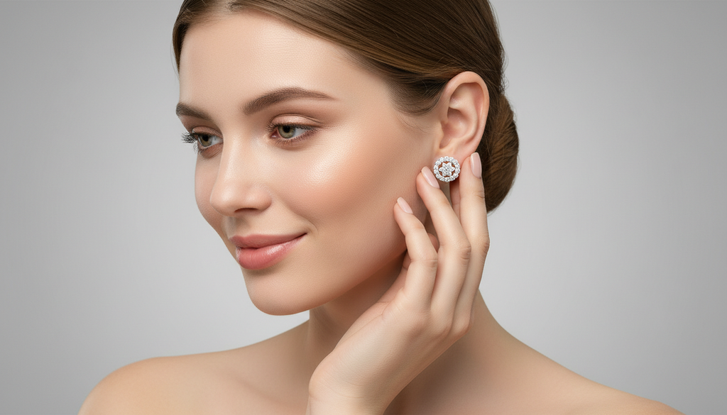 0.67 Ct  Round Shape Floral Cluster Diamond Stud Earrings | 14K Rose Gold
