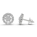 0.67 Ct  Round Shape Floral Cluster Diamond Stud Earrings | 14K White Gold