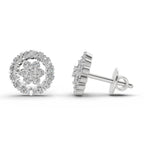 0.67 Ct  Round Shape Floral Cluster Diamond Stud Earrings | 14K Rose Gold