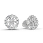 0.67 Ct  Round Shape Floral Cluster Diamond Stud Earrings | 14K Rose Gold