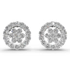 0.67 Ct  Round Shape Floral Cluster Diamond Stud Earrings | 14K Rose Gold