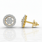 0.67 Ct  Round Shape Floral Cluster Diamond Stud Earrings | 14K Rose Gold