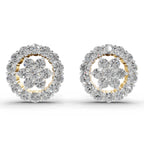 0.67 Ct  Round Shape Floral Cluster Diamond Stud Earrings | 14K Rose Gold